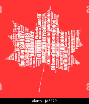 Größten Ballungsgebiete der Volkszählung in Kanada Word Cloud-Konzept Stockfoto