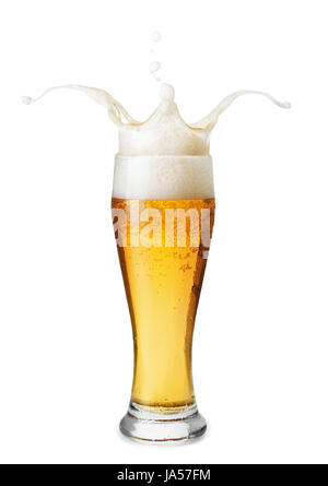 Glas Bier mit splash Stockfoto
