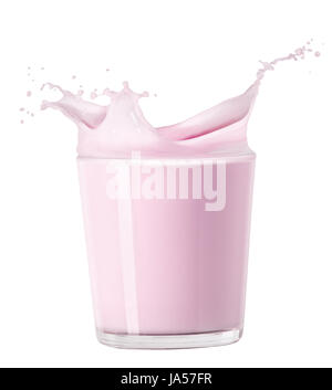 Glas Erdbeer Milch Stockfoto