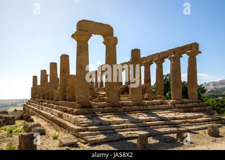 Tempel der Juno in das Tal der Tempel - Agrigento, Sizilien, Italien Stockfoto