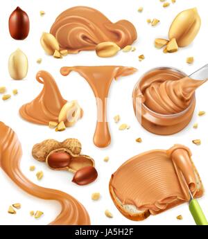 Erdnussbutter, 3d Vektor Icon-set Stock Vektor