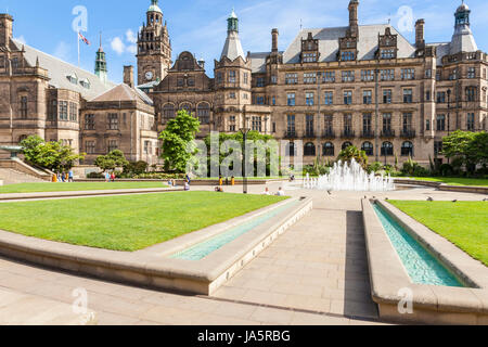 Sheffield Rathaus und Peace Gardens, Sheffield, England, UK Stockfoto