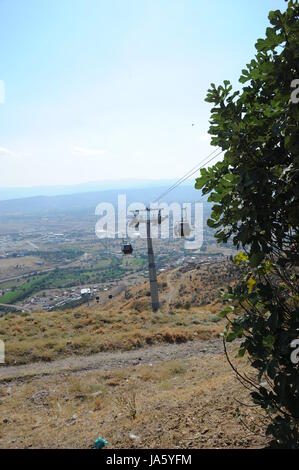 historische, Türkei, Pergamon, Seilbahn, alten, historischen, Tempel, Tempel, Akt, Stockfoto