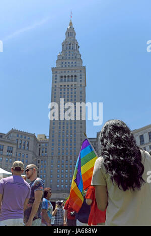 Feiern LGBT Pride in der Innenstadt von Cleveland, Ohio, Vereinigte Staaten von Amerika am 3. Juni 2017. Stockfoto