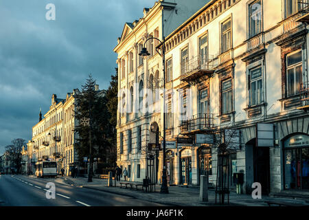 Piotrkow Trybunalski, historische Stadt. Das erste jüdische Ghetto, gegründet von deutschen im besetzten Polen während Weltkrieges zweite. Stockfoto