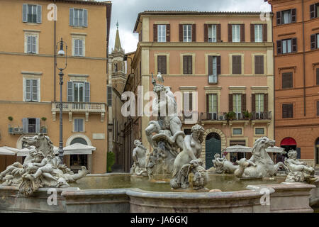 Neptun-Brunnen auf der Piazza Navona - Rom, Italien Stockfoto