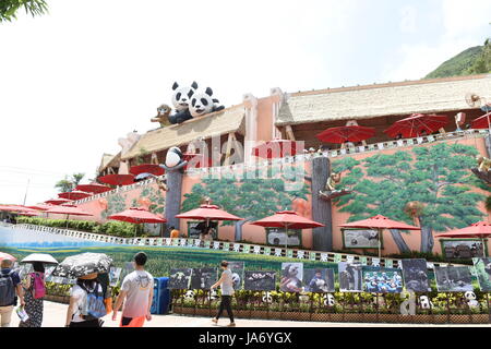 (170824) - HONGKONG, Aug 24, 2017 (Xinhua) - die Leute besuchen die "Geboren in China Leben in Sichuan 'Giant panda Ausstellung in der Hong Kong Ocean Park Hong Kong, South China, August 24, 2017. Die Ausstellung von Sichuan gute ökologische Umwelt und Erfolge in der Panda Schutz. (Xinhua / Qin Qing) (mcg) Stockfoto