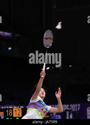 (170825) - Glasgow, Aug 25, 2017 (Xinhua) -- chen Yufei in China konkurriert während der Frauen singles dritte runde Spiel gegen Akane Yamaguchi in Japan an der BWF Badminton-WM in Glasgow, Großbritannien, am 12.08.24, 2017. Chen Yufei gewann 2-0. (Xinhua / Shan) (Yuqi xyw) Stockfoto