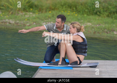 Sport Training von Wasser auf dem See Stockfoto