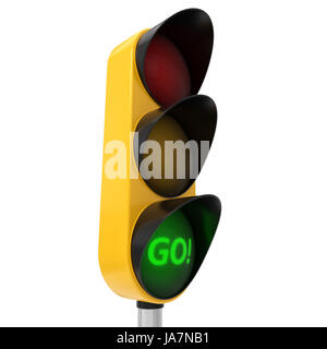 3D Darstellung der Ampel. Konzeption mit Text auf grünes Licht Stockfoto