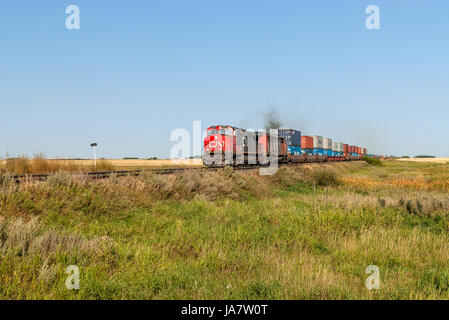 CN-Güterzug auf der Prärie. Stockfoto