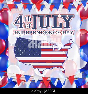 4. Juli-Unabhängigkeit-Tag-Ballon-Hintergrund Stock Vektor