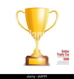 Goldene Trophäe Cup. Isoliert auf weißem Hintergrund-Vektor-Illustration. Stock Vektor