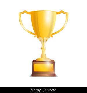 Goldene Trophäe Cup. Isoliert auf weißem Hintergrund-Vektor-Illustration. Stock Vektor
