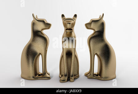 Objekt, Gott, isoliert, Wüste, Ödland, Statue, über golden, Illustration, Stockfoto