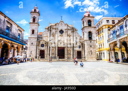 Kathedrale San Cristobal Havanna, Kirche, Kuba, Plaza Kathedrale San Cristobal Havanna Kuba, Dom, Catedral de San Cristobal, Plaza De La Catedral, Stockfoto