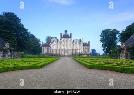 Frankreich, Calvados, Balleroy, Schloss von Balleroy in der Morgendämmerung Stockfoto