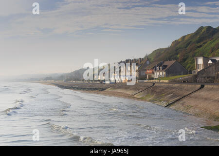 Frankreich, Calvados, Vierville sur Mer der kleine Badeort und Omaha Beach Stockfoto