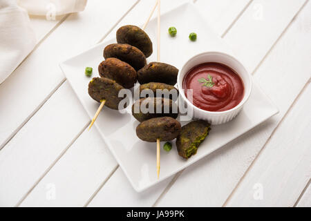 Hara Bhara Kabab oder grüne Erbsen Pakode, beliebte indische Vorspeise Menü oder snacks Stockfoto