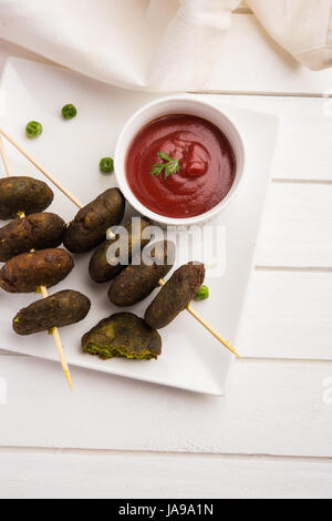 Hara Bhara Kabab oder grüne Erbsen Pakode, beliebte indische Vorspeise Menü oder snacks Stockfoto