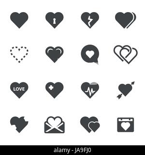 Vektor schwarze Herz Icons set Stock Vektor