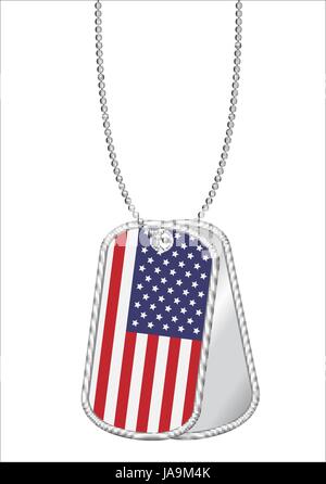 Vereinigte Staaten von Amerika Flagge auf einem Stahl Hundemarke Stock Vektor