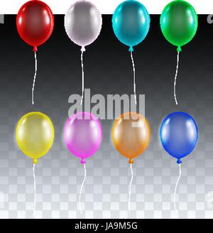 Satz von echten bunten transparenten Helium Ballons Vektor Stock Vektor