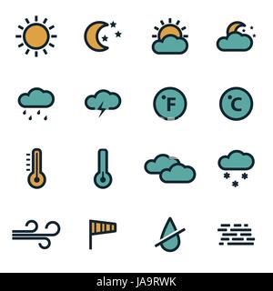 Vektor-flache Wetter Icons set Stock Vektor