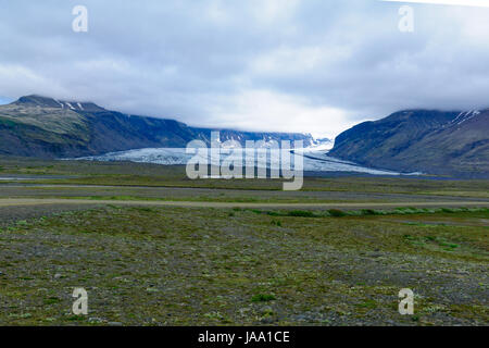 Blick auf den Gletscher Skaftafellsjökull, in Skaftafell, Südisland Stockfoto