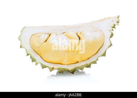 König der Früchte, Durian isoliert auf weißem Hintergrund. Stockfoto