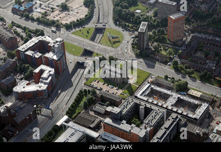 Luftaufnahme des ehemaligen St. George Church, Arundel Street, Manchester, UK Stockfoto