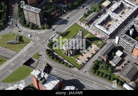 Luftaufnahme des ehemaligen St. George Church, Arundel Street, Manchester, UK Stockfoto