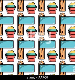 Sand Schaufel mit Surfbrett Hintergrund icons Stock Vektor