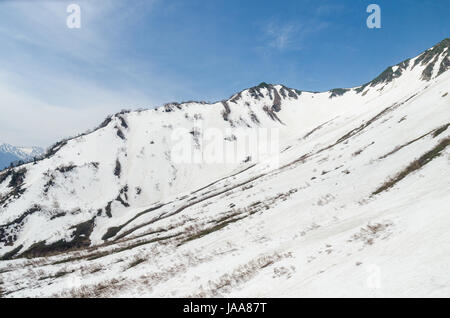 Schneeberg in japan Alpen Tateyama Kurobe Alpinweg Stockfoto