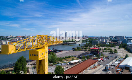 Luftaufnahme von Nantes Stadtzentrum in Loire Atlantique, Frankreich Stockfoto