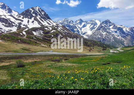 Gletscher und Gipfel von Col de Lautaret Lauteret und Ecrin Bergen, Französische Alpen Stockfoto