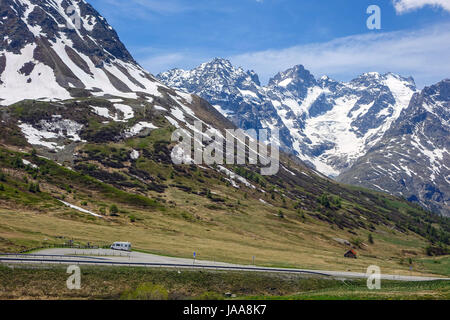 Gletscher und Gipfel von Col de Lautaret Lauteret und Ecrin Bergen, Französische Alpen Stockfoto