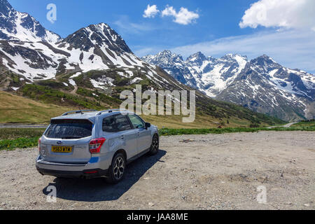 Gletscher und Gipfel von Col de Lautaret Lauteret und Ecrin Bergen, Französische Alpen Stockfoto