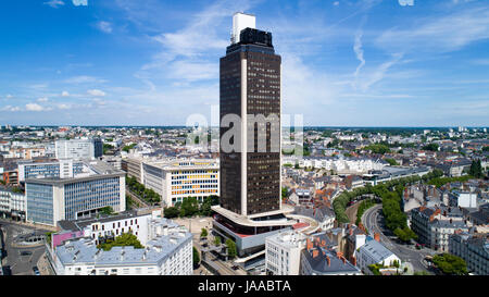 Erhöhte Ansicht der Tour de Bretagne in Nantes Stadt, Loire-Atlantique, Frankreich Stockfoto