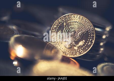 Halben Dollar Silbermünze. Sammlerstück Münze Closeup Foto. Stockfoto