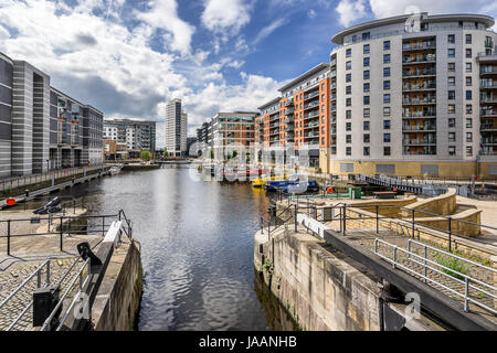 Leeds Dock arbeite Clarence Dock im Zentrum von Leeds Stockfoto