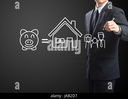 Geschäftsmann Zeichnung Versicherung Konzept Stockfoto