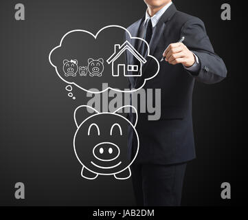 Geschäftsmann Zeichnung Versicherung Konzept Stockfoto