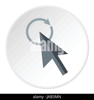 Graue Cursor klickt auf Symbol "aktualisieren". Flache Darstellung der graue Cursor klickt auf Update Vektor Icon für web Stock Vektor