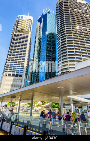 Brisbane River, Southbank und botanische Gärten Stockfoto