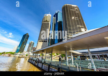 Brisbane River, Southbank und botanische Gärten Stockfoto