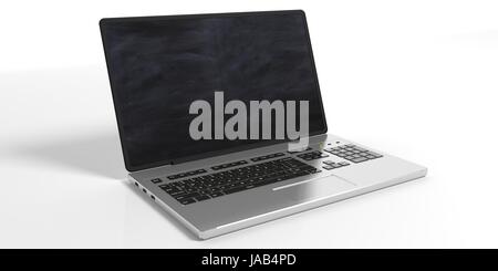 Laptop auf weißem Hintergrund - Tafel auf dem Bildschirm. 3D illustration Stockfoto