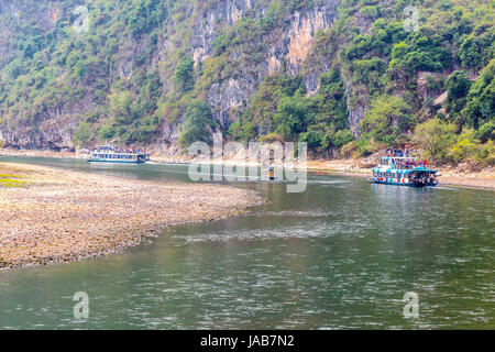 Li-Fluss-Kreuzfahrt, Region Guangxi, China. Stockfoto