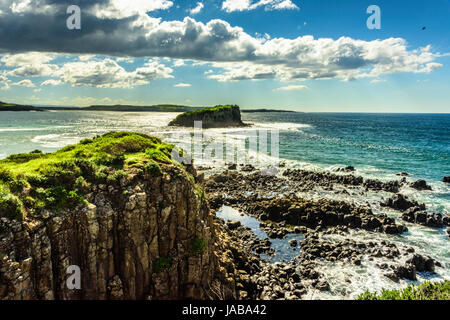 Ansichten der Minnamurra River Eingang, Punkt und Stack-Insel Stockfoto