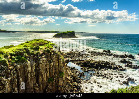 Ansichten der Minnamurra River Eingang, Punkt und Stack-Insel Stockfoto